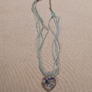 Innocent Blue Heart Pendant Necklace